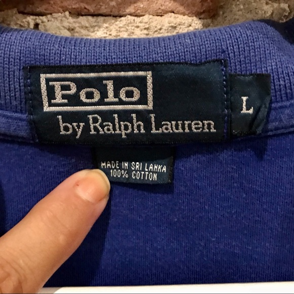 Polo Ralph Lauren blue & orange cotton polo. Sz L - Picture 5 of 7
